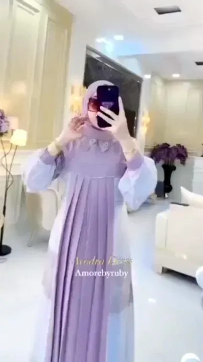 Beena Basic Gamis Brand Amore BY Ruby Ayodra Series Model Kasual Dengan Motif DAN Warna