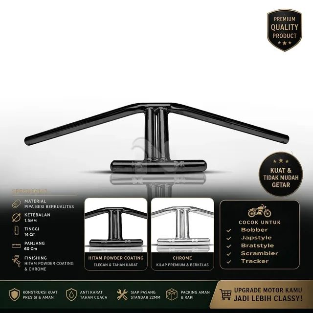 Handlebar Motor T Bar Pendek 22mm PNP Chopper Cub Japstyle Tracker