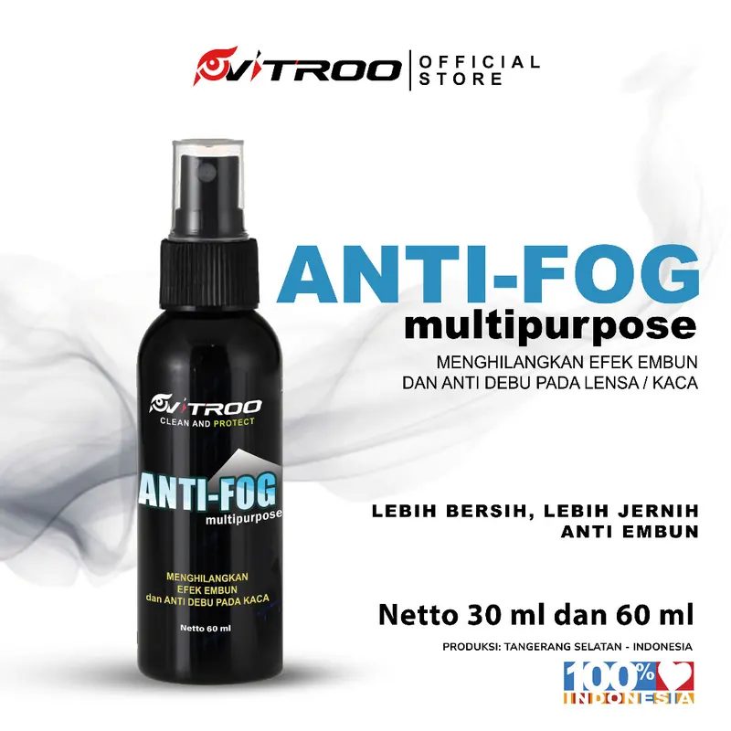 Vitroo ANTI FOG Kaca Embun Uap Pembersih Lensa Mata Mobil Visor Helm