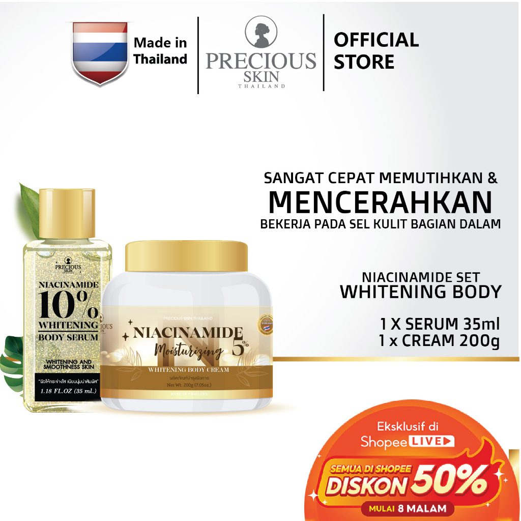 Precious Skin Thailand Niacinamide Set 2 in 1 Serum Booster 10% Moisturizing Whitening