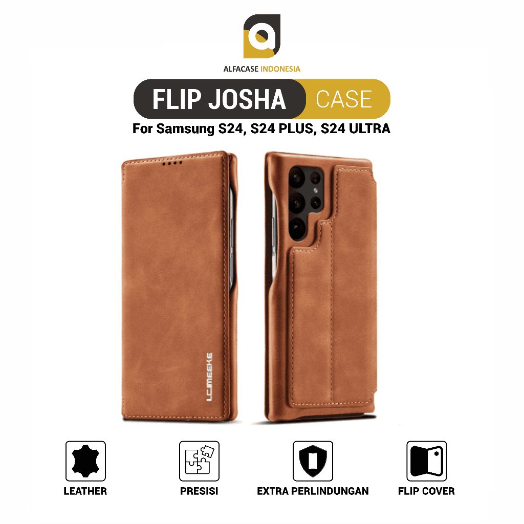 ALFACASE Flip Cover Josha Leather Case Samsung S24 Plus Ultra - Casing S Series