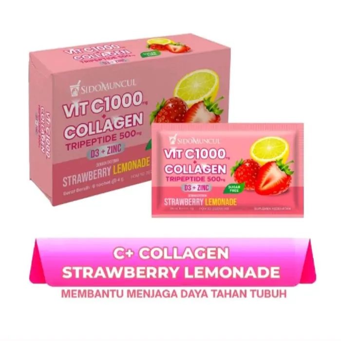 Vit C1000 + Collagen Tripeptide 500 mg (Strawberry Lemonade) 6 sachet @4g