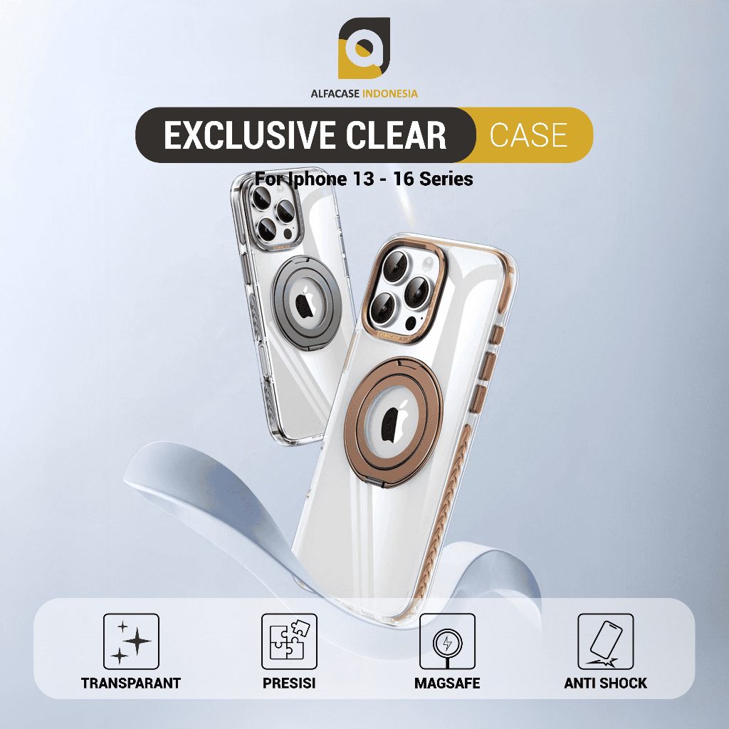 ALFACASE Casing iPhone 13 14 15 16 Pro Max - Exclusive Clear Case Magsafe - Series