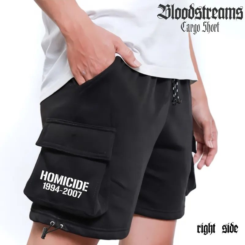 Celana Cargo Pendek Homicide Pria dan Wanita Casual Katun Fleece