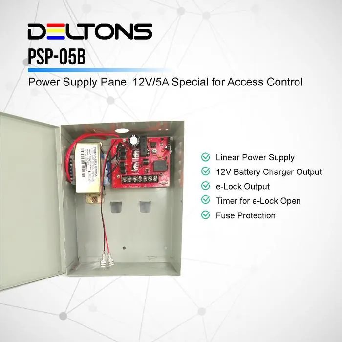Power Supply 12V 5A untuk Access Control dengan Battery Charger Panel