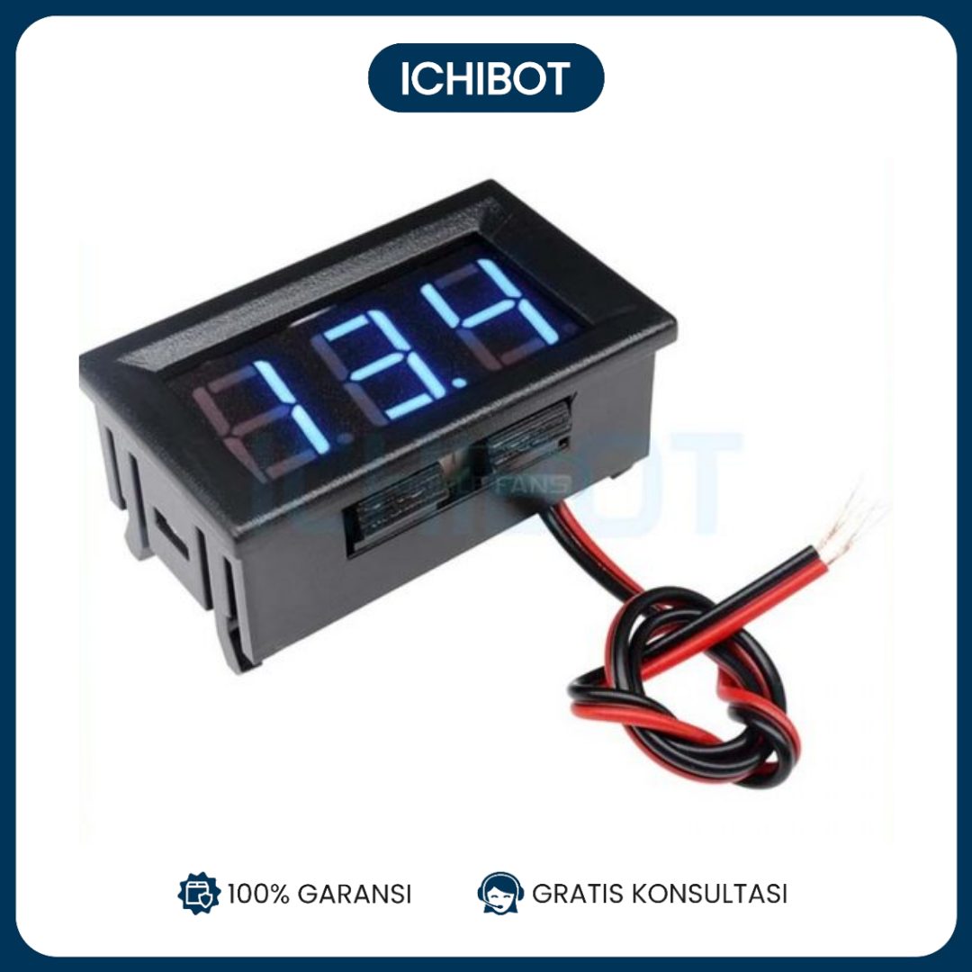 Voltmeter Digital 0.56 Inch 2-Kabel DC 4.5V-30V Panel Meter Biru
