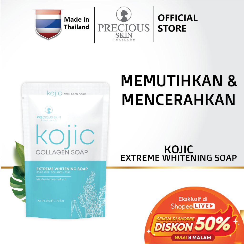Precious Skin Thailand Kojic Extreme Whitening Collagen Soap / Sabun Colagen / Pemutih