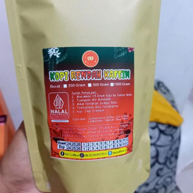 Kopi Bubuk Rendah Kafein 250 Gram - SS COFFEE