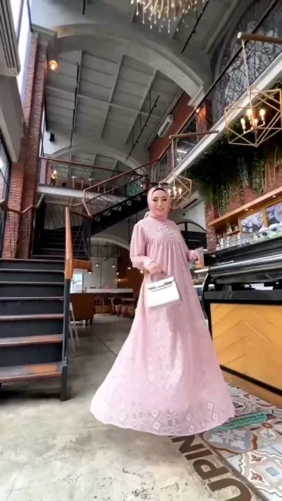 gamis kondangan brukat renda kekinian kualitas premium