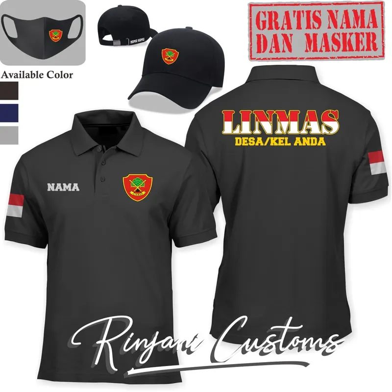 Kaos polo LINMAS.Kaos kerah bahan premium berkualits.free masker dan bisa tambah nama