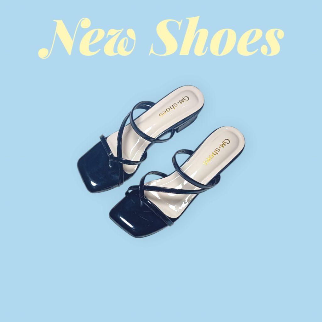 Gmshoes Sandal Wanita Heels Model Teplek Jepit Dengan Tali Silang