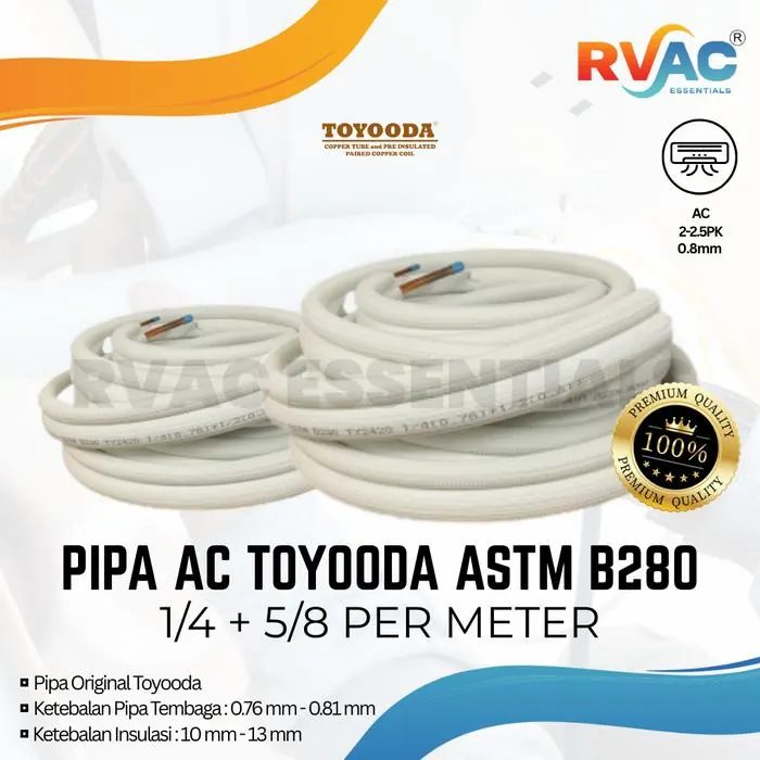 PIPA TOYOODA ASTM B280 1/4 - 5/8 (UNTUK AC 2-2,5 PK) PER METER