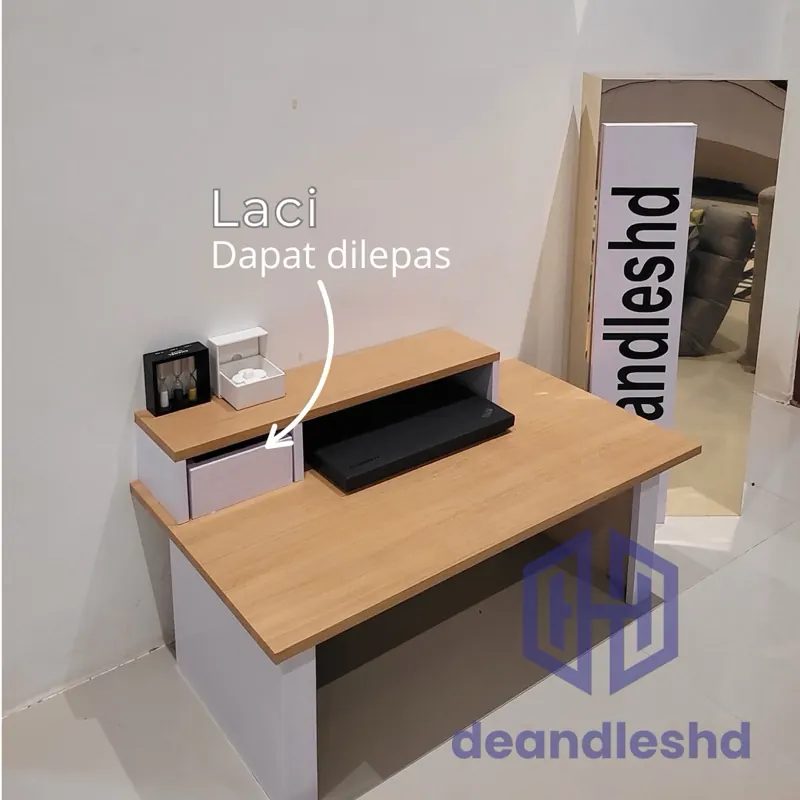Meja Minimalis Multifungsi Set Laci dan Stand Monitor