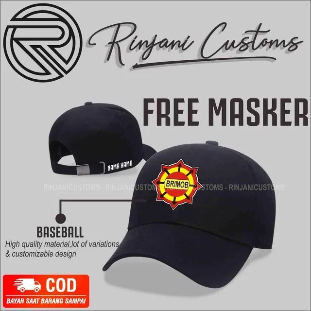 Topi Logo Briomob Indonesia.topi Instansi Pemerintah.free Masker