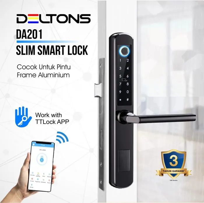 Slim Smart Door Lock Aluminium Finger Card Password