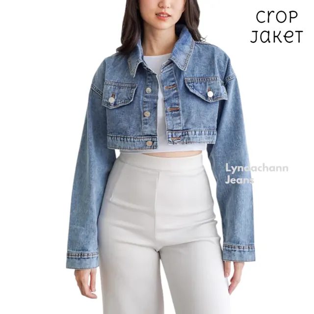 Lyndachann - Crop Jaket Jeans Wanita Premium Basic