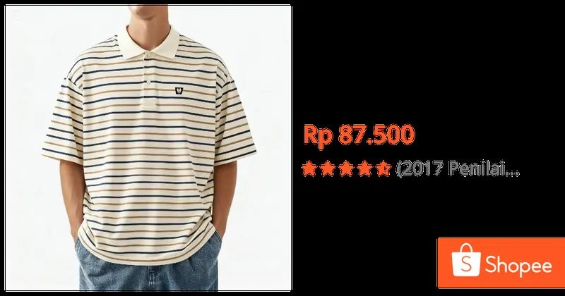 SKULLEND Rugby Tshirt Polo Stripe Hitam Putih Baju Garis Aesthetic