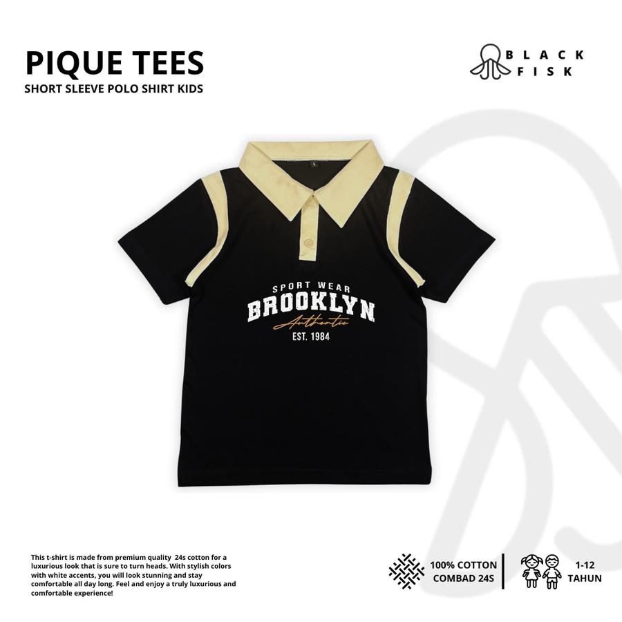 Blackfisk Kids Baju Kaos Kerah Polo Pique Anak Laki Laki Bahan Cotton Combad 24s Adem Nyaman Usia 1-12 Tahun - Black, S