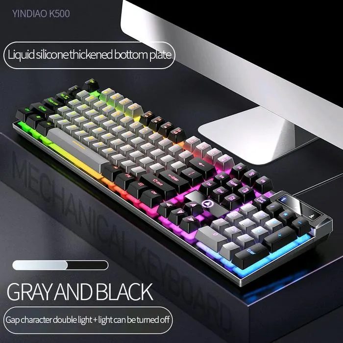 Mechanical Feel Keyboard Gaming Wired USB RGB 104 Key