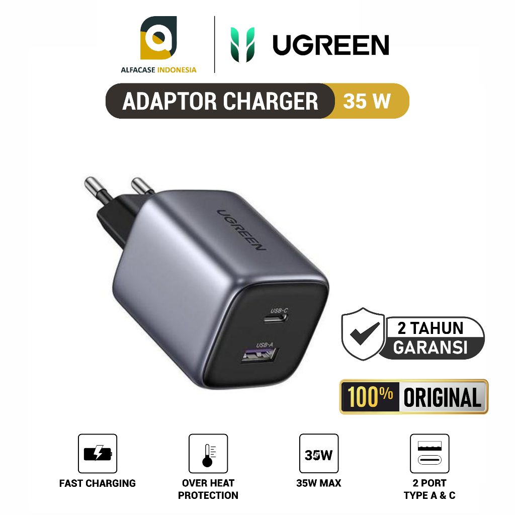 UGREEN Adaptor Charger 35W USB-A & USB-C - ALFACASE &