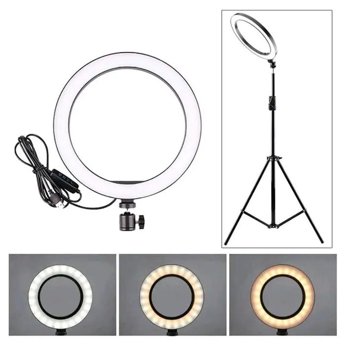 Lampu Ring Light LED 3in1 Color Tripod Holder 25.5cm 12 W