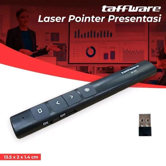 Laser Pointer Presentasi Pen Remote Wireless Finger Presenter PowerPoint Kantor Kelas 2.4