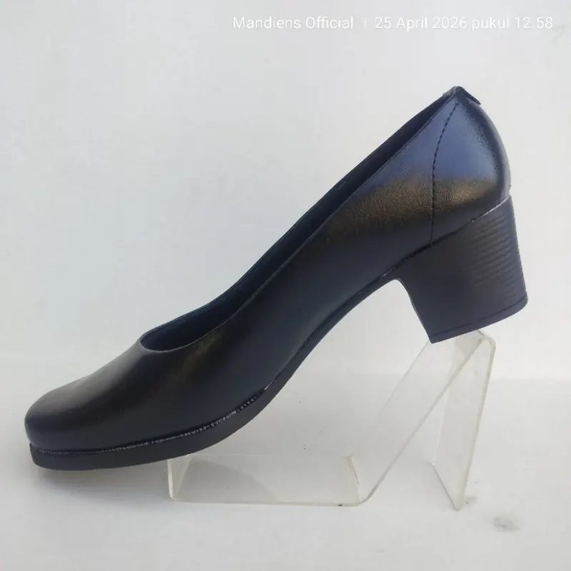 MANDIENS - Sepatu Wanita Hak 3 cm 5 cm 7cm Hitam Doff / Sepatu Paskibraka Pdh Polwan Kulit Sintetis