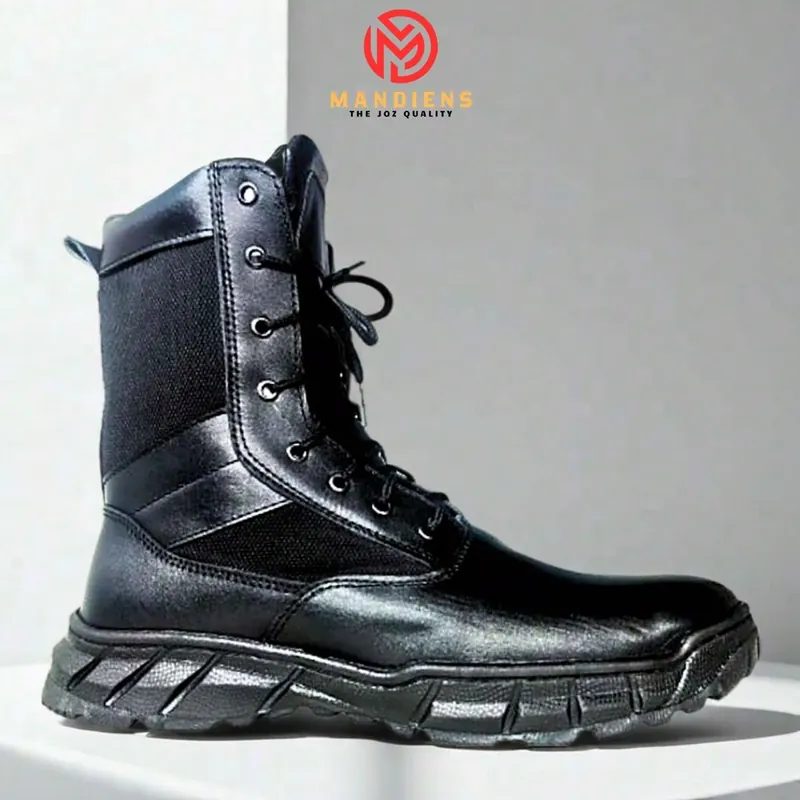 Mandiens Sepatu PDL Tni Polri Kulit Asli Safety Ujung Besi Sepatu Pdl Laras Weba Satpam Brimob