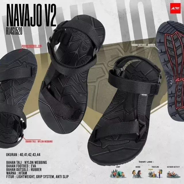 Sandal Gunung Pria Palang Navajo V2, Garuk Tali Polos Arei Outdoorgear