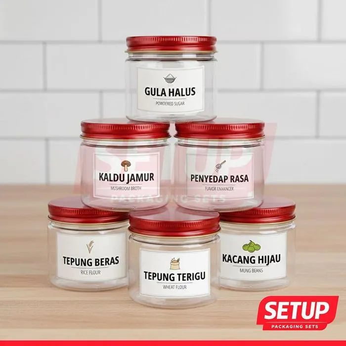 Toples Silinder Pantry Premium 200-1300ml + Label Dapur