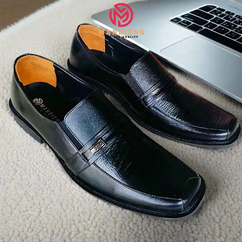 Mandiens Sepatu Pantofel Hitam Pria Kulit Asli MD121 - Sepatu Kerja Pria Formal Vantopel Kulit Murah