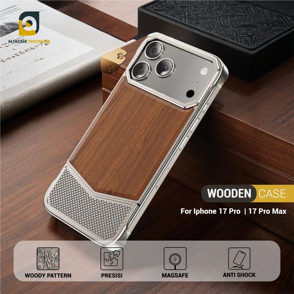 ALFACASE Case iPhone 17 Pro Max - Wooden - Casing 17 Series