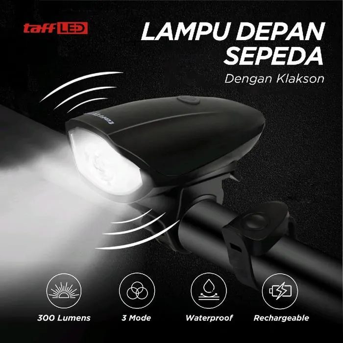 Lampu Depan Sepeda Klakson LED 3 Model CREE XPG 250 Lumens 1200mAh Anti Air