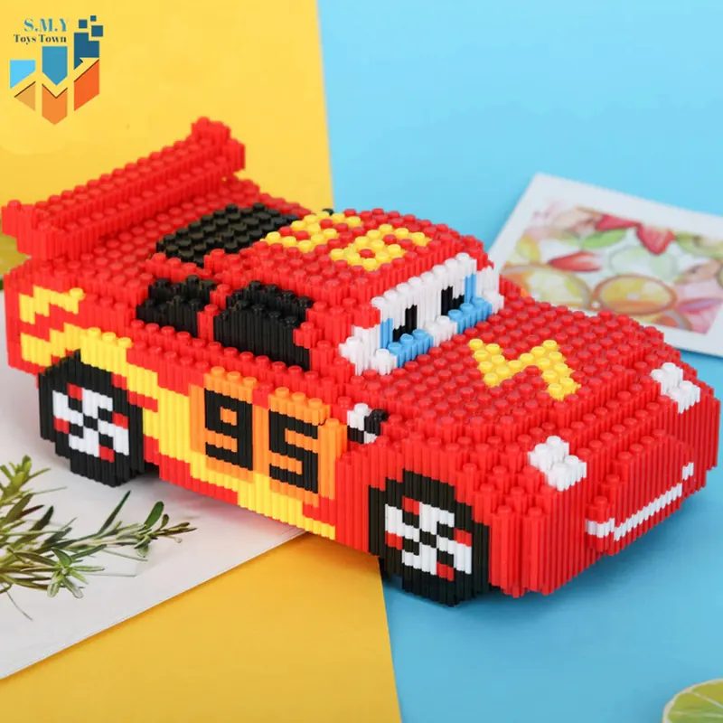 Mainan Nano Block Mobil Lightning McQueen Karakter Animasi 3D Bricks Edukasi