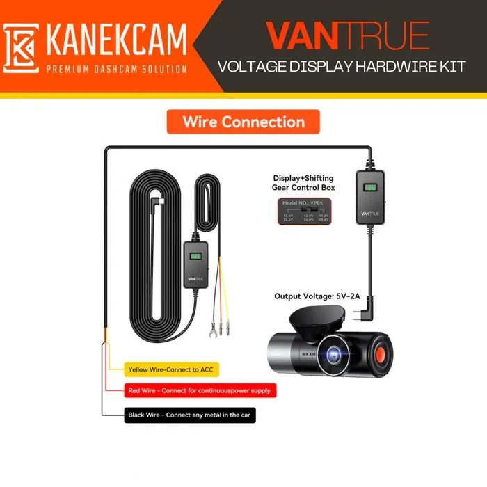 Dashcam Hardwire Kit Voltage Display Vantrue