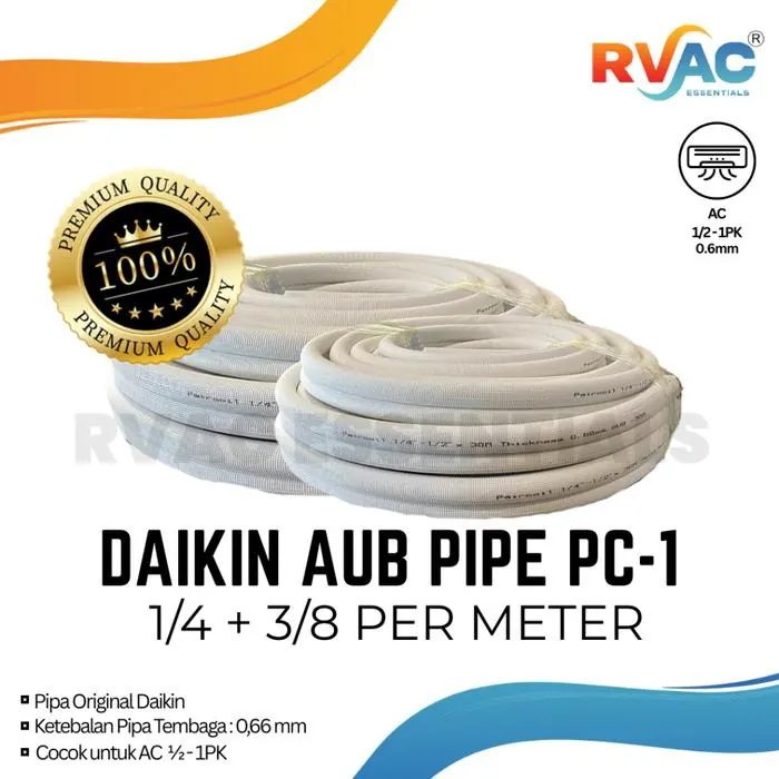 Daikin AUB-PC1 Pipa AC 1/4 + 3/8 Per Meter untuk AC 0,5 - 1 PK Ketebalan Tembaga 0,66