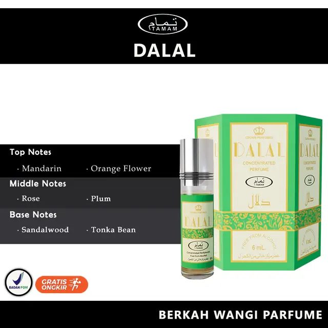 Parfum Roll-On DALAL Non Alkohol 6ML (1 Box Isi 6) BPOM BY TAMAM