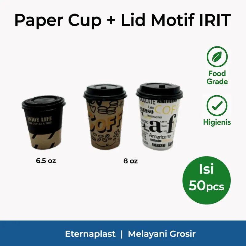 (50PCS) Paper Cup 6.5/8oz Motif