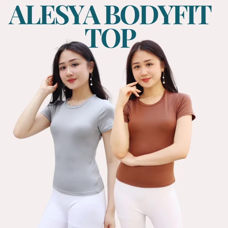 Alesya Bodyfit Top Bodycon Premium Atasan Wanita Lengan Pendek