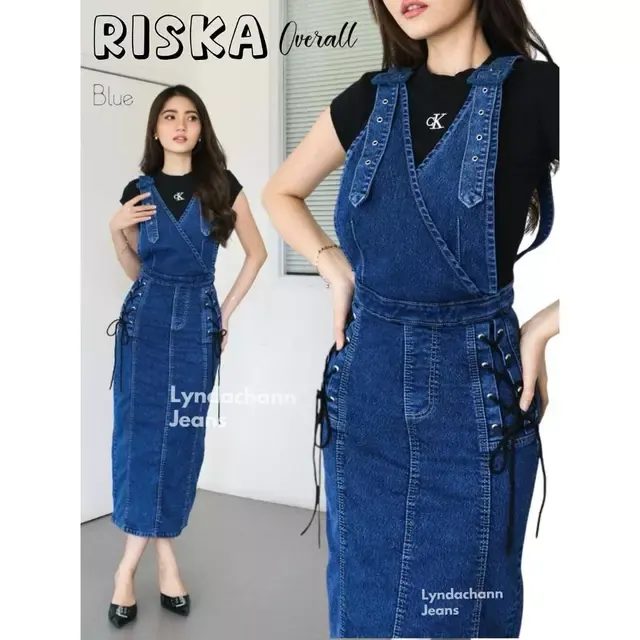 LYNDACHANN - Overall Riska Premium Jeans Wanita Melar