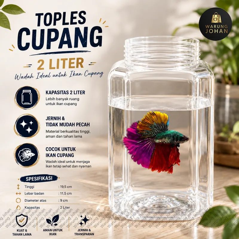Toples Cupang 2 Liter, 2 Tanpa Tutup