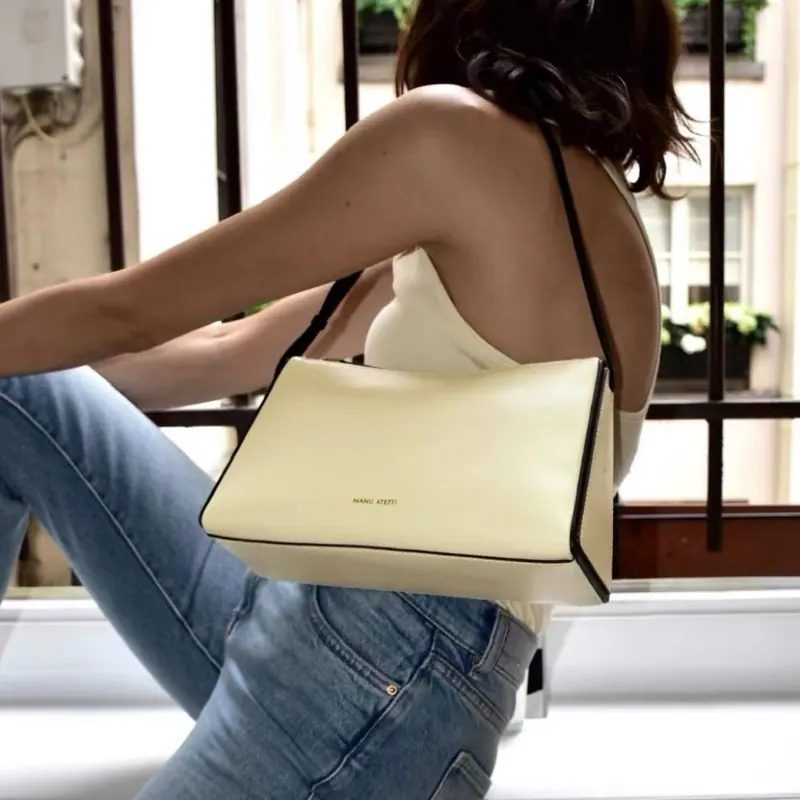 Tas Bahu Wanita Kulit Asli Manu Atelier Prism Trapezoid Baguette Bag Simple