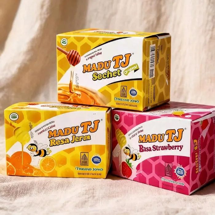 Madu TJ Sachet Rasa Original, Jeruk, dan Strawberry 1 Box Isi 12 @ 20g - Alami untuk
