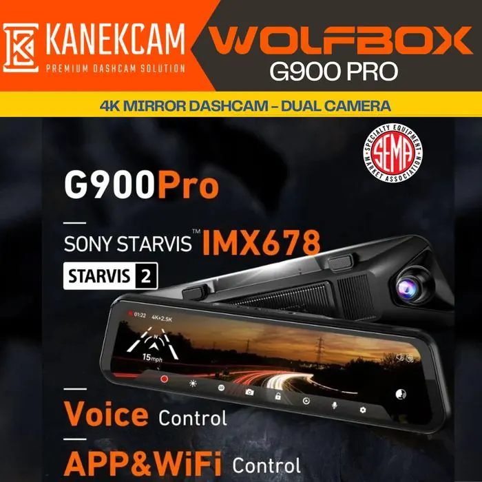 Dashcam Wolfbox G900Pro G900Tri Pro Kamera Mobil Mirror 4K