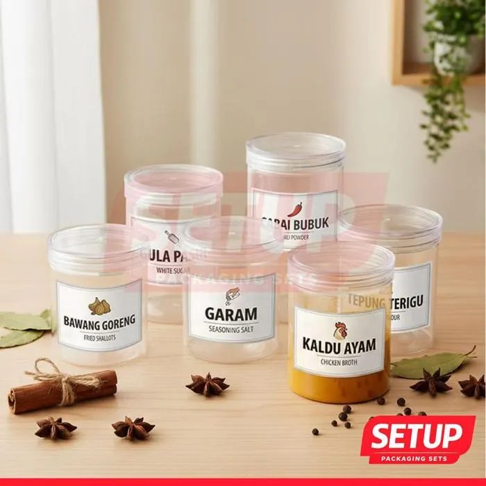 Toples Silinder Pantry Premium 200-1300ml + Label Tepung