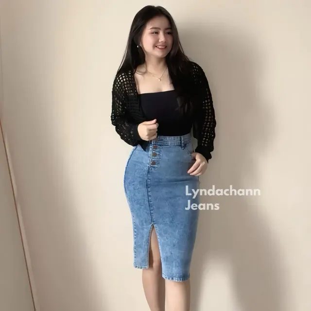 LYNDACHANN - DOREMI Button skirt Jeans Rok Span Wanita Korean Style