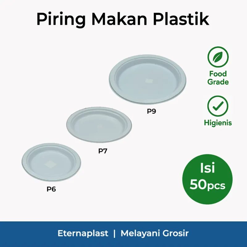 (50PCS) Piring Makan Plastik Sekali Pakai