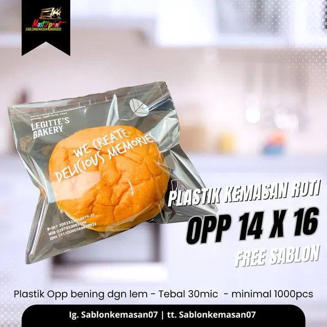 Sablon Plastik Opp Roti 14x16 30 micron 1000pcs Kemasan dan Bergaransi