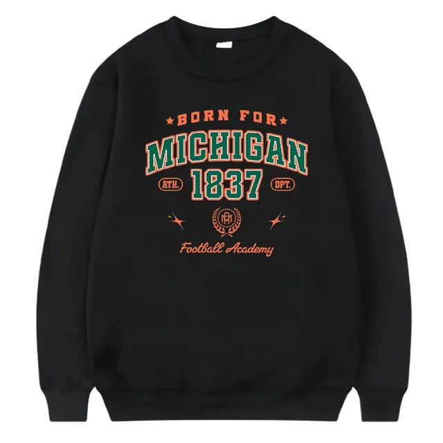 Sweater Crewneck Michigan 1837 Pria Wanita Premium Distro Unisex Switer Cowo Cewe Hitam