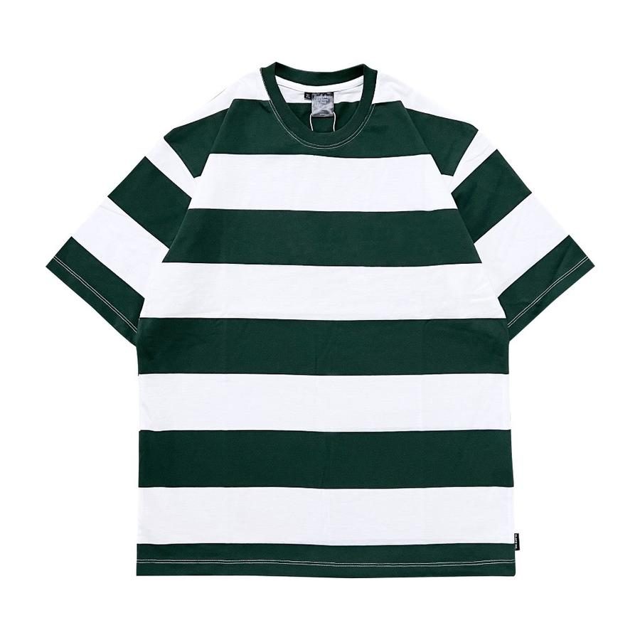kaos stripe oversize unisex Striped - Sage, All Size